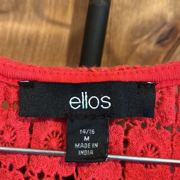 Ellos Red Smocked Sleeveless Tank Top - Picture 3 of 3